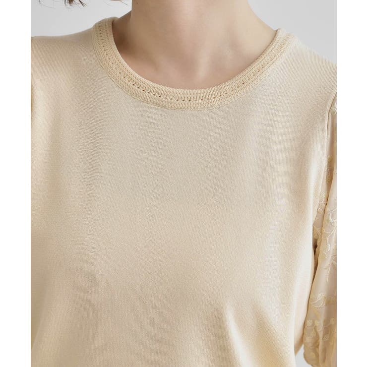 ほんのり透ける抜け感がポイント！袖刺繍5分袖プルオーバー | grove | 詳細画像21 