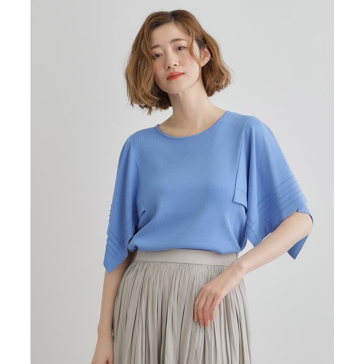 ブルー(092) | ハンカチスリーブニットプルオーバー | grove