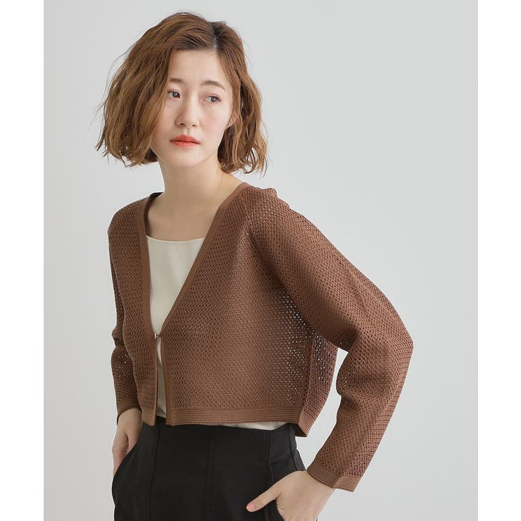 ブラウン(043) | ワイドスリーブメッシュカーディガン | grove