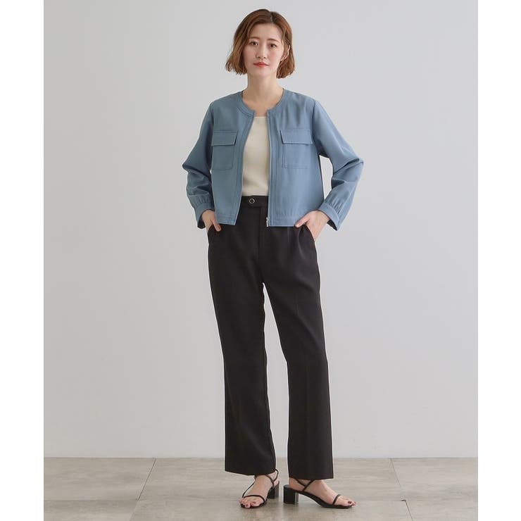 麻調ノーカラーシアーブルゾン | grove | 詳細画像11 