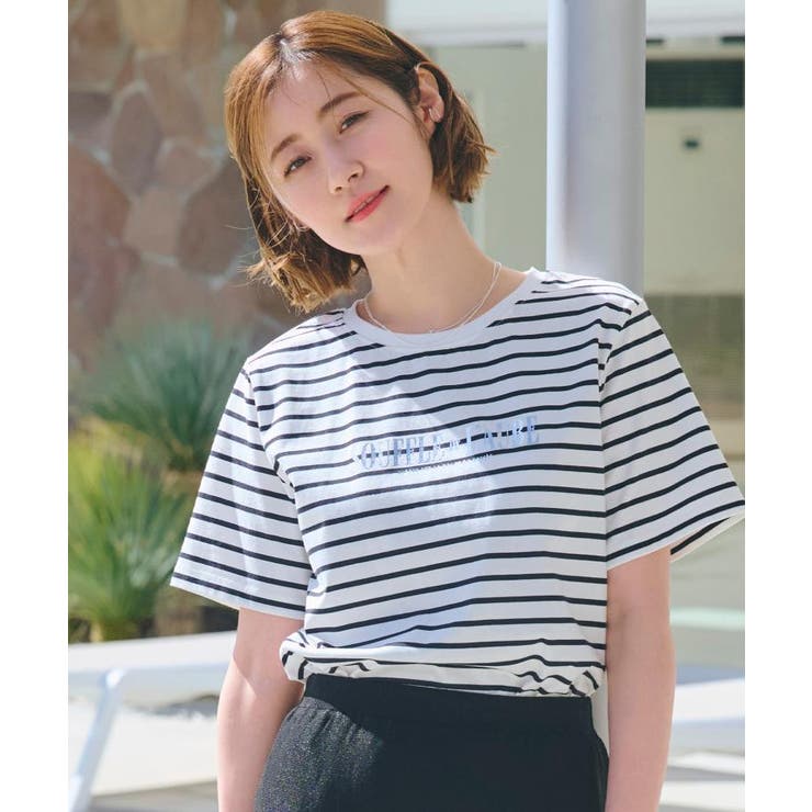 ボーダー(303) | 【UVカット・接触冷感】ベーシックロゴTシャツ | grove