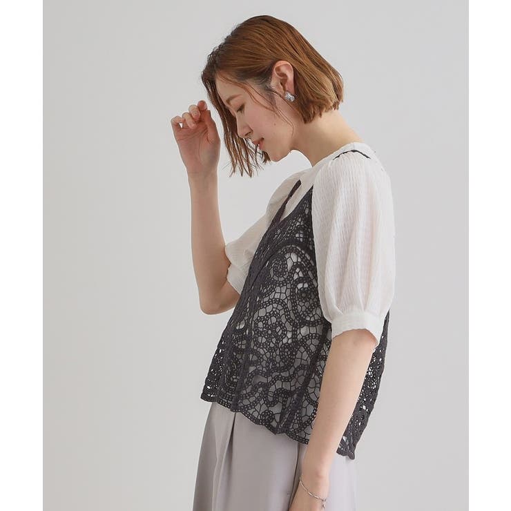 1枚でお洒落に決まるレースビスチェ×ブラウスSET | grove | 詳細画像9 