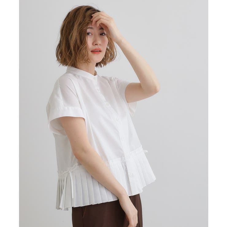 オフホワイト(003) | キレイに見えて嬉しい 裾プリーツシャツ | grove