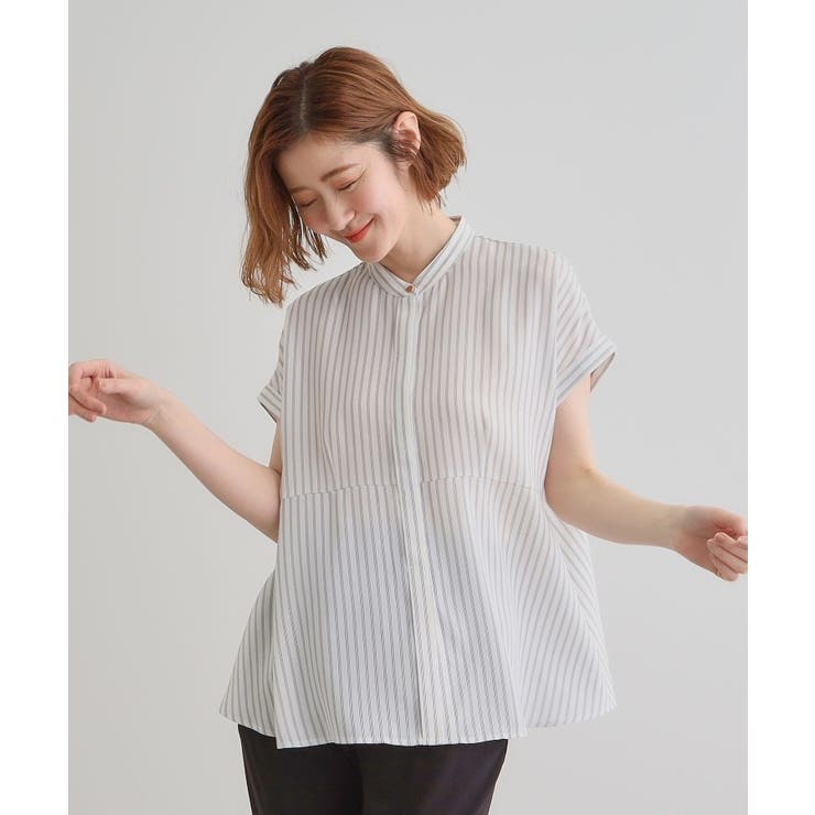 きちんと感もこなれ感も1枚で叶う 優秀ペプラムシャツブラウス | grove | 詳細画像14 