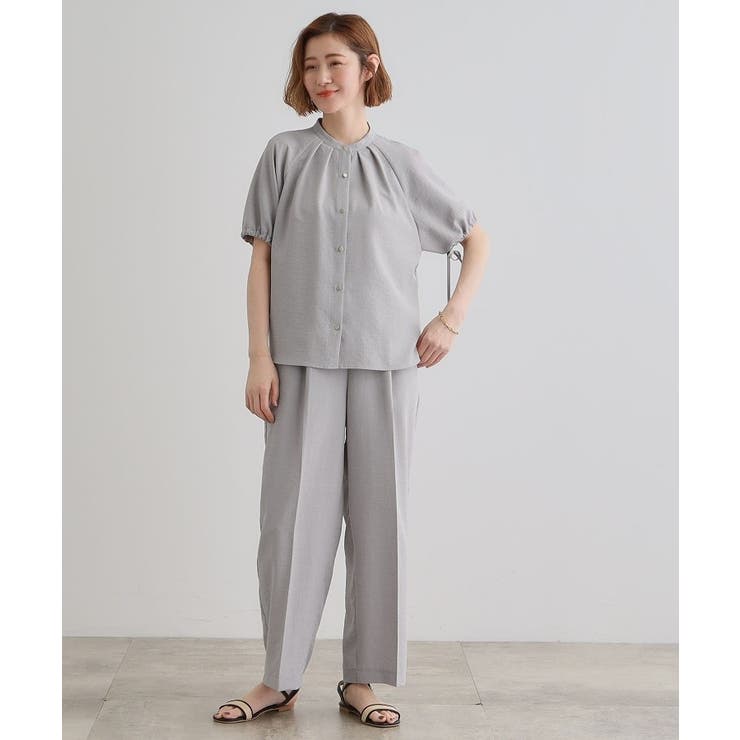 【洗える・シワになりにくい】麻調センタープレスワイドパンツ | grove | 詳細画像2 