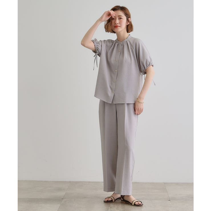 【洗える・シワになりにくい】麻調センタープレスワイドパンツ | grove | 詳細画像3 