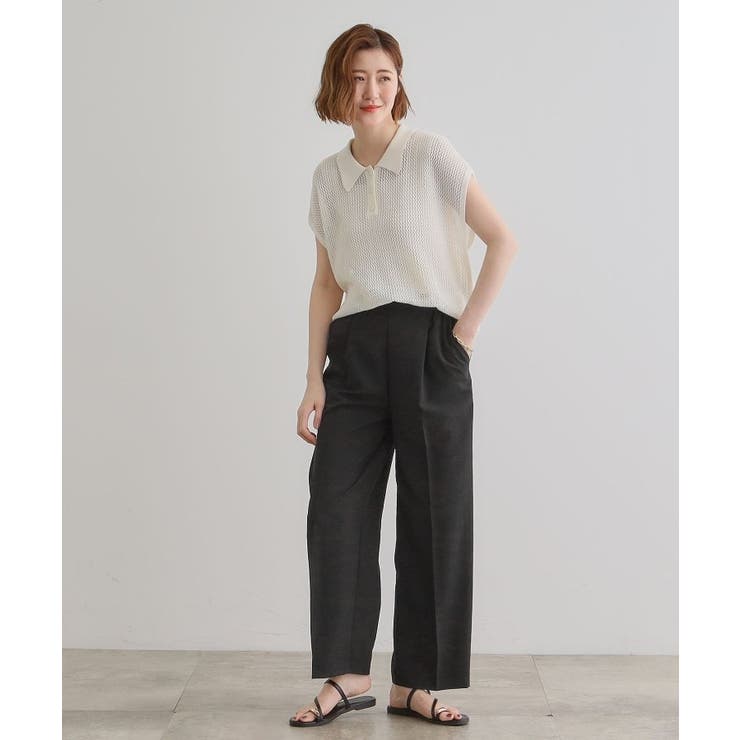 【洗える・シワになりにくい】麻調センタープレスワイドパンツ | grove | 詳細画像8 