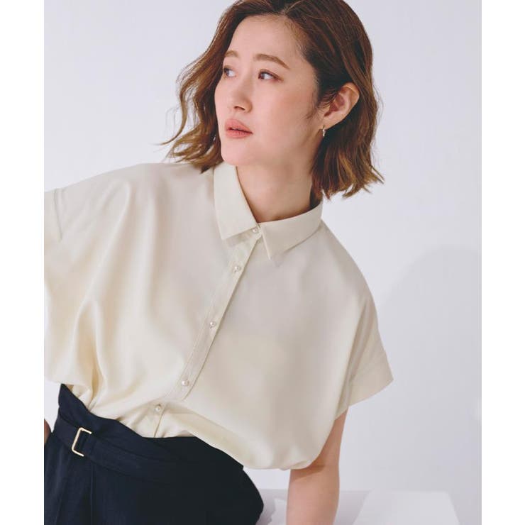 クリームイエロー(030) | 【雑誌掲載】お手入れ楽ちんが嬉しい機能付き！大人のキレイとろみシャツ | grove