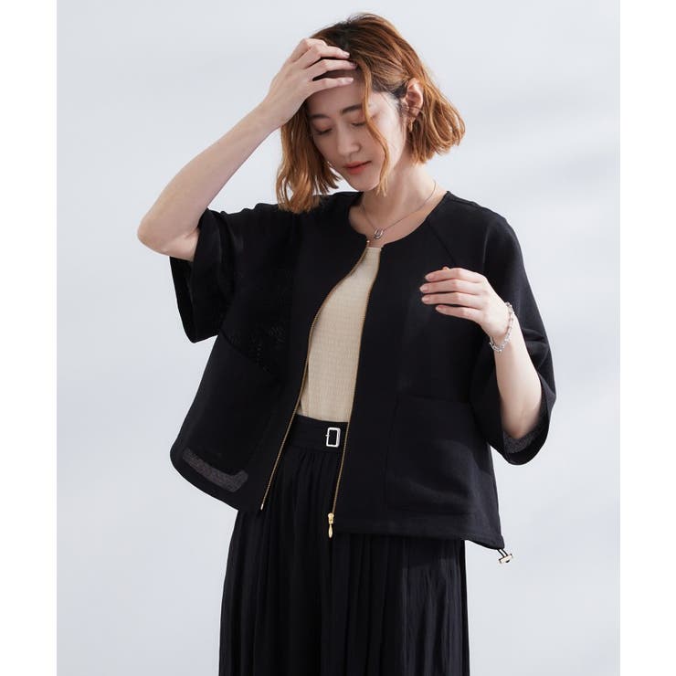 透け感と立体感で魅せる、大人の夏のメッシュワイドスリーブジャケット | grove | 詳細画像1 