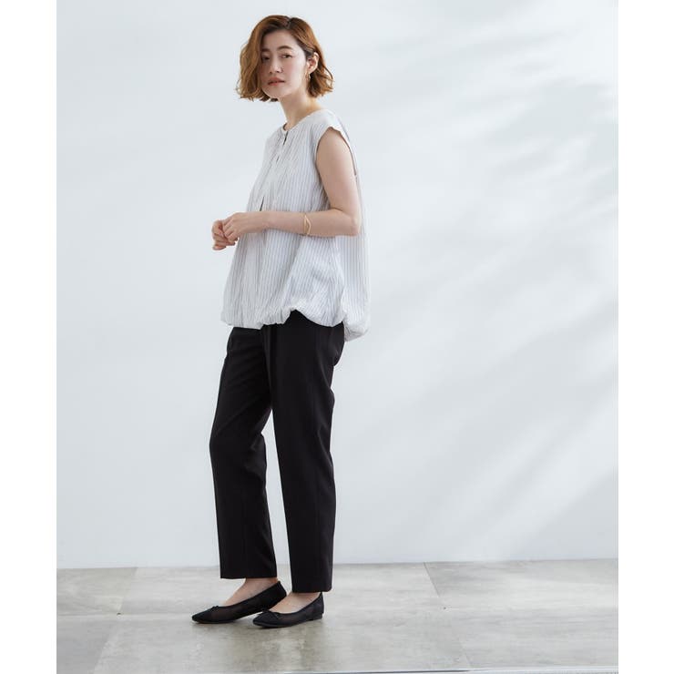 裾のボリュームが今年気分 ストライプバルーンブラウス | grove | 詳細画像3 