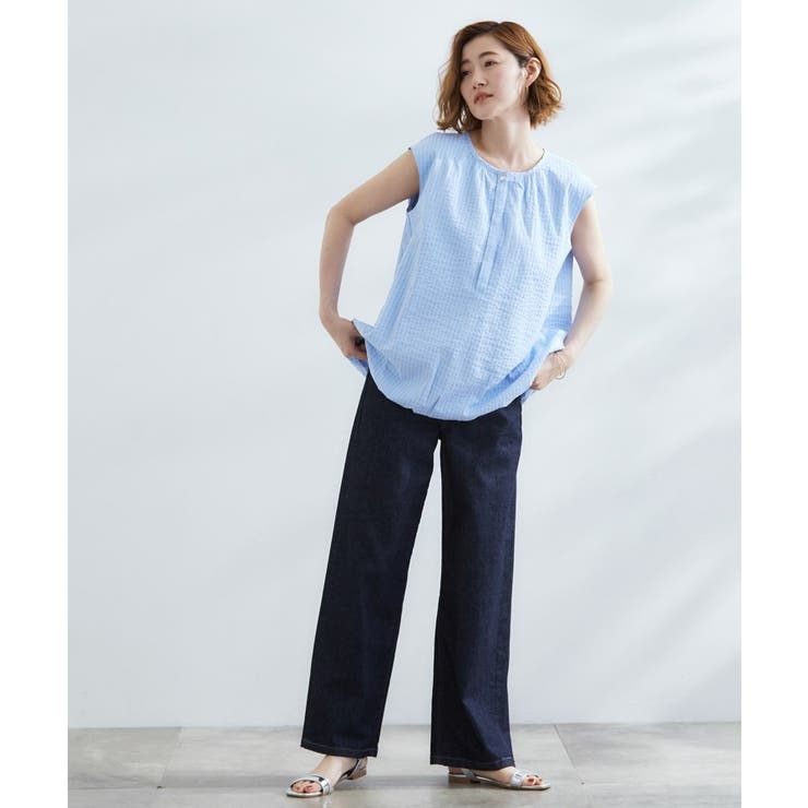 裾のボリュームが今年気分 ストライプバルーンブラウス | grove | 詳細画像11 