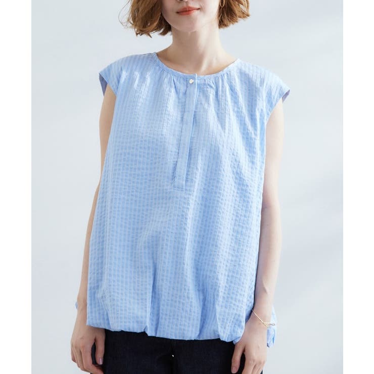 裾のボリュームが今年気分 ストライプバルーンブラウス | grove | 詳細画像13 