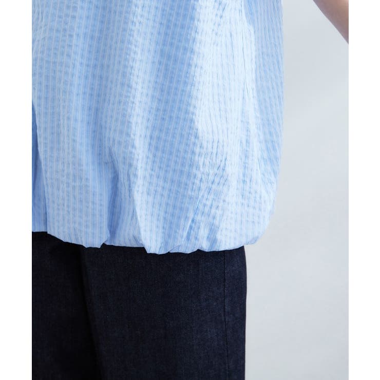 裾のボリュームが今年気分 ストライプバルーンブラウス | grove | 詳細画像18 