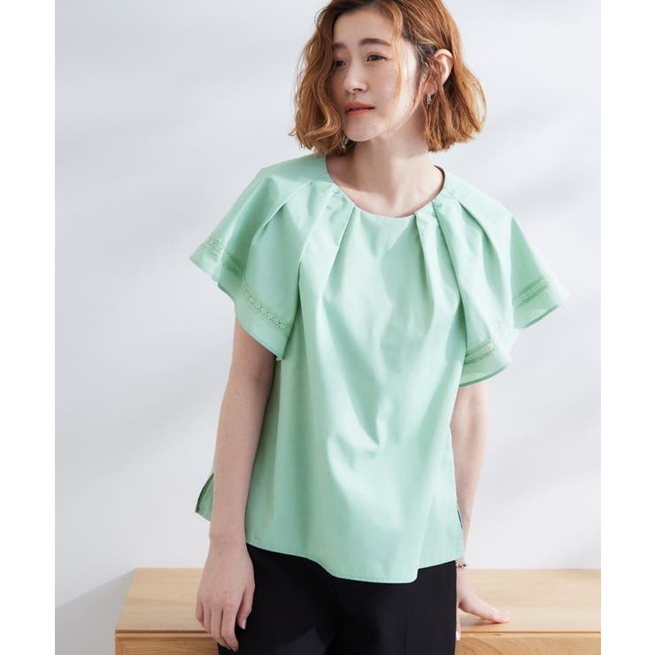 ライトグリーン(020) | 【サスティナブル原料】涼し気フレアスリーブブラウス | grove
