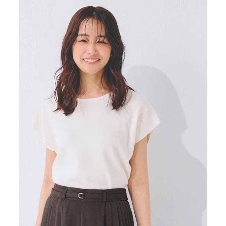 オフホワイト(003) | 【嬉しい機能付き】やわらかドライタッチフレンチスリーブニット | grove