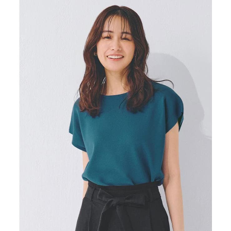 ターコイズ(097) | 【嬉しい機能付き】やわらかドライタッチフレンチスリーブニット | grove