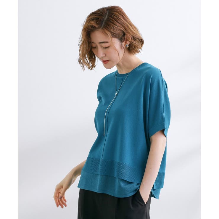 ブルーグリーン(097) | 【夏に嬉しい機能付き】やわらかドライタッチレイヤードライクニット | grove