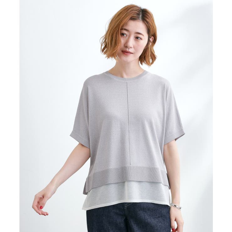 グレー(012) | 【夏に嬉しい機能付き】やわらかドライタッチレイヤードライクニット | grove