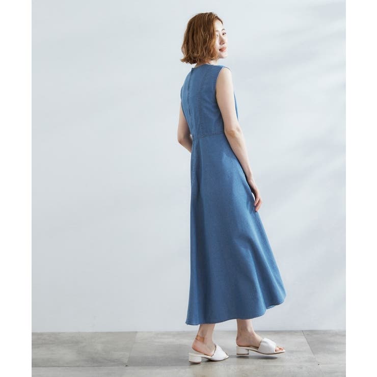 すっきり見え 軽やかデニムノースリーブワンピース | grove | 詳細画像3 