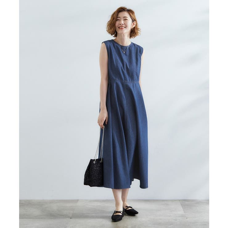 すっきり見え 軽やかデニムノースリーブワンピース | grove | 詳細画像6 