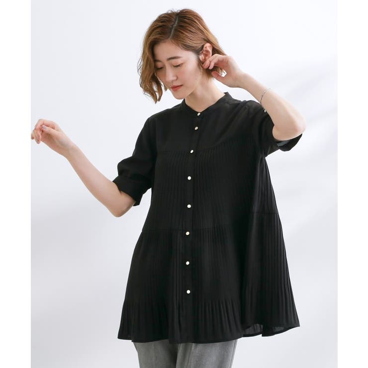 【体型カバー】ラフに着たい ティアードプリーツブラウス | grove | 詳細画像5 