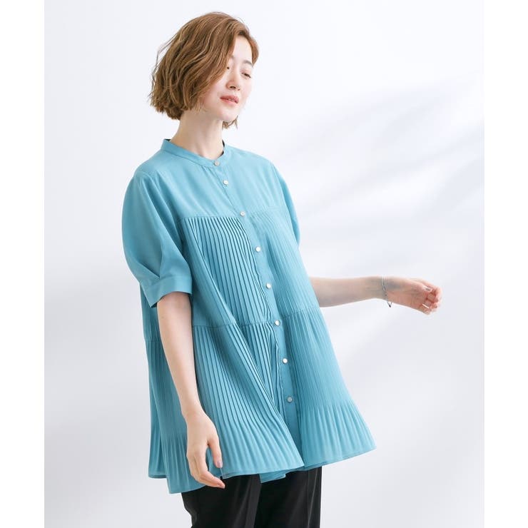 【体型カバー】ラフに着たい ティアードプリーツブラウス | grove | 詳細画像9 