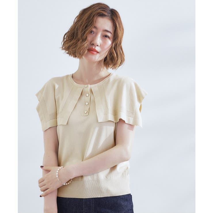 オフホワイト(003) | 【ひんやり/UVカット】大人の可愛さ セーラーカラーニット | grove