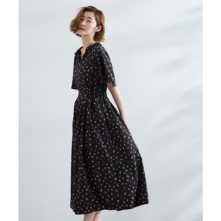 フラワー(119) | 【晴れの日も雨の日も】撥水エアリーフレアスリーブワンピース | grove