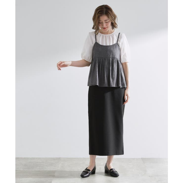 【2点SET/お洒落見え/体型カバー】ツイード調キャミ×ブラウスセット | grove | 詳細画像2 