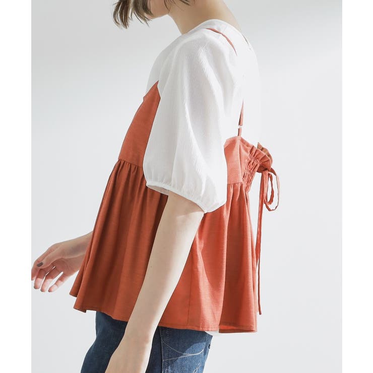 【2点SET/お洒落見え/体型カバー】ツイード調キャミ×ブラウスセット | grove | 詳細画像16 