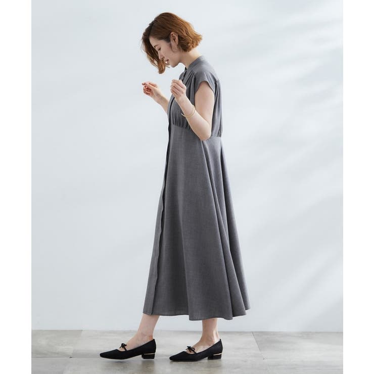 ウエスト高見えでスタイルアップ 上品スタンドカラーシャツワンピース | grove | 詳細画像3 