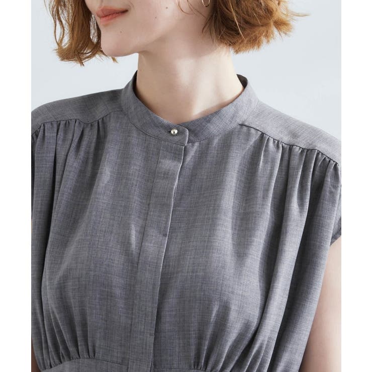 ウエスト高見えでスタイルアップ 上品スタンドカラーシャツワンピース | grove | 詳細画像16 