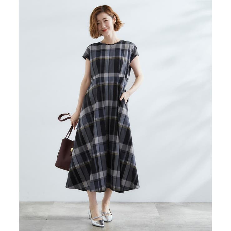 秋を先取り！ビッグチェック フィット＆フレアワンピース | grove | 詳細画像2 