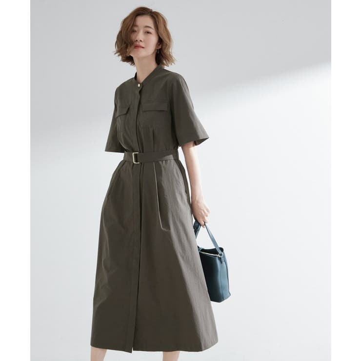 チャコール(014) | 軽やかに決まる ワークシャツワンピース | grove
