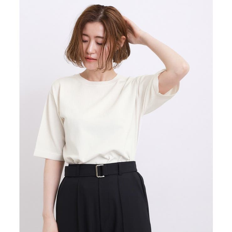 オフホワイト(003) | 【ひんやり・UVカット・洗濯機◎】Tシャツ感覚で着られるコットン混ニット | grove