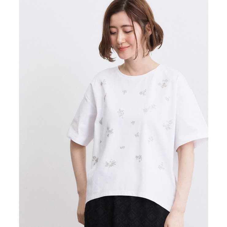 フラワーモチーフスパンコールTシャツ | grove | 詳細画像2 