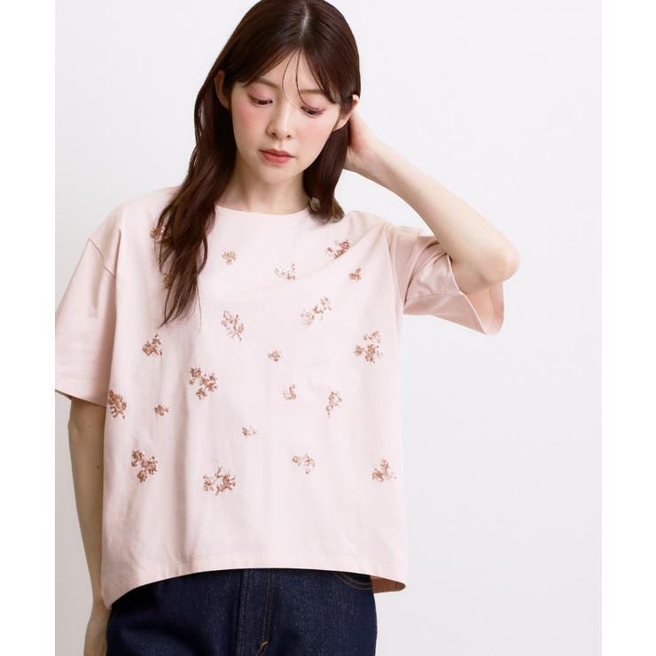 フラワーモチーフスパンコールTシャツ | grove | 詳細画像9 