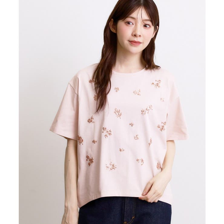 フラワーモチーフスパンコールTシャツ | grove | 詳細画像10 