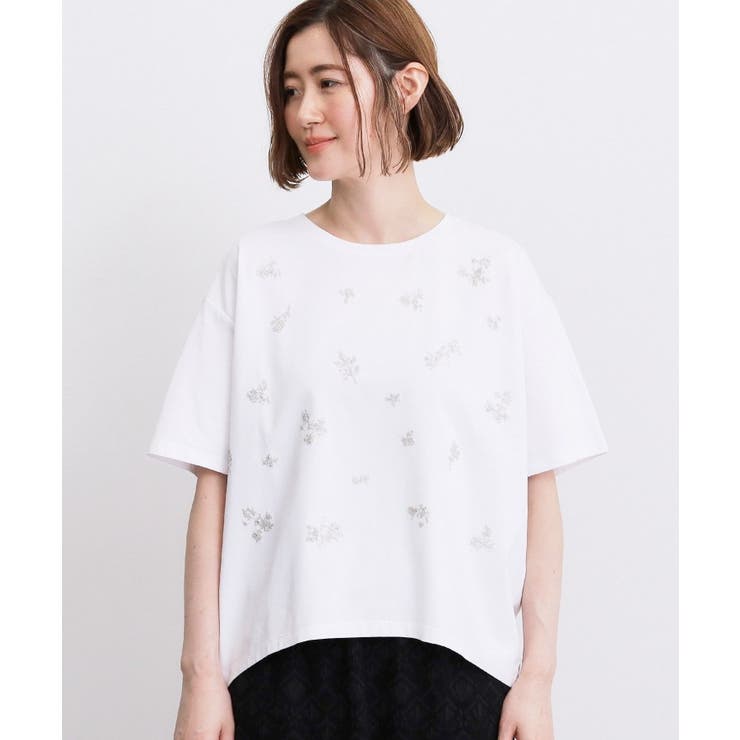 フラワーモチーフスパンコールTシャツ | grove | 詳細画像13 