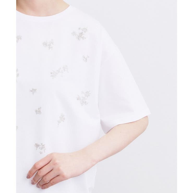 フラワーモチーフスパンコールTシャツ | grove | 詳細画像17 