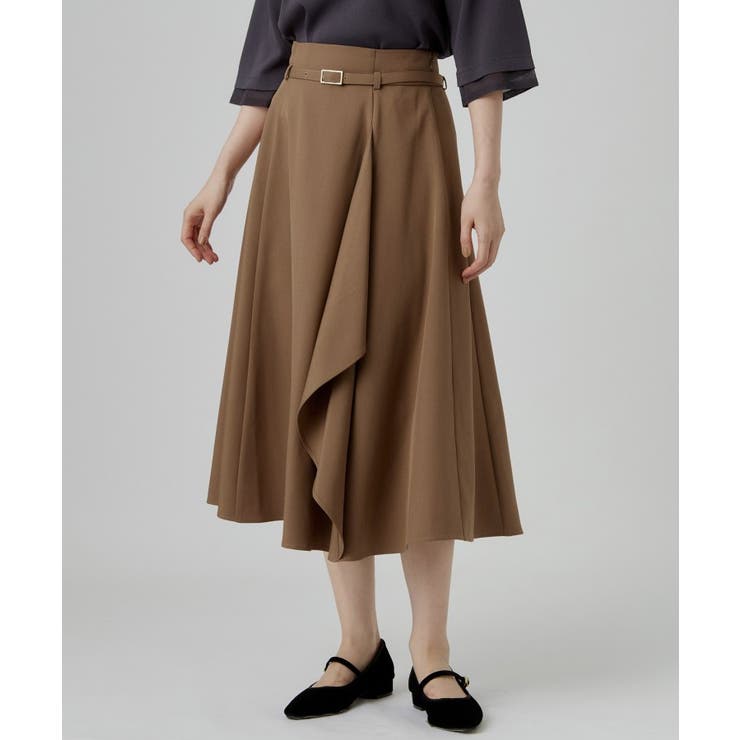 ベージュ(052) | ラッフルフレアベルト付スカート | grove