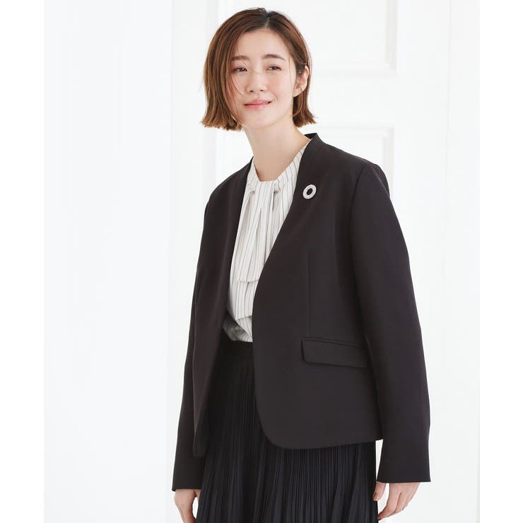 【マシンウォッシュ／防シワ/SS-3L】ストレッチノーカラージャケット | grove | 詳細画像3 