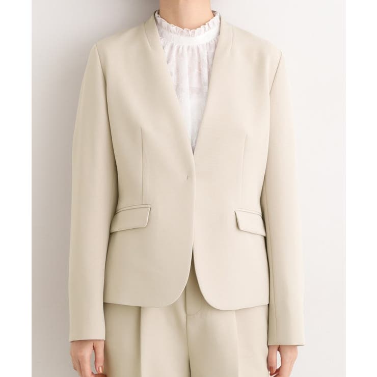 【マシンウォッシュ／防シワ/SS-3L】ストレッチノーカラージャケット | grove | 詳細画像15 