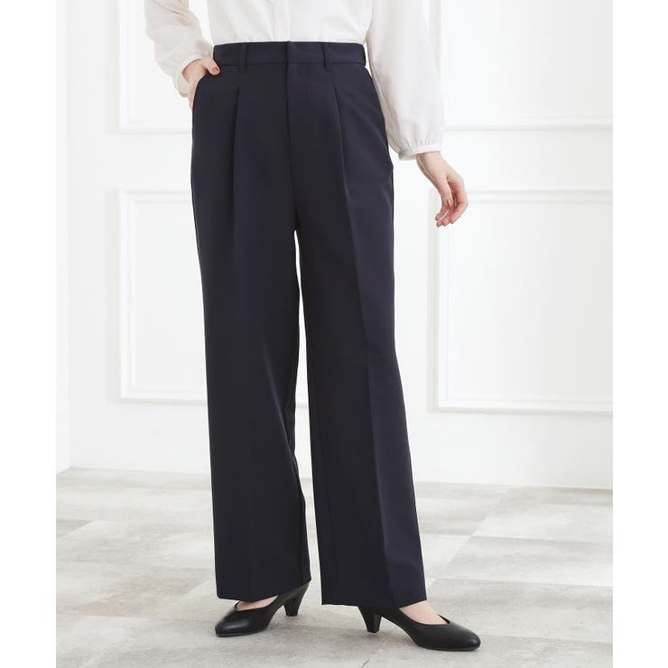 ネイビー(094) | 【マシンウォッシュ／防シワ/SS-3L】ストレッチワイドパンツ | grove