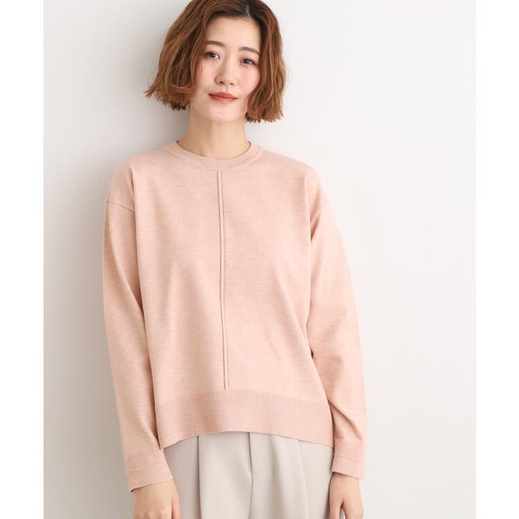 ピンク(070) | 【SETUP可能】冬から春まで心地よく タック編みオーバーサイズニット | grove