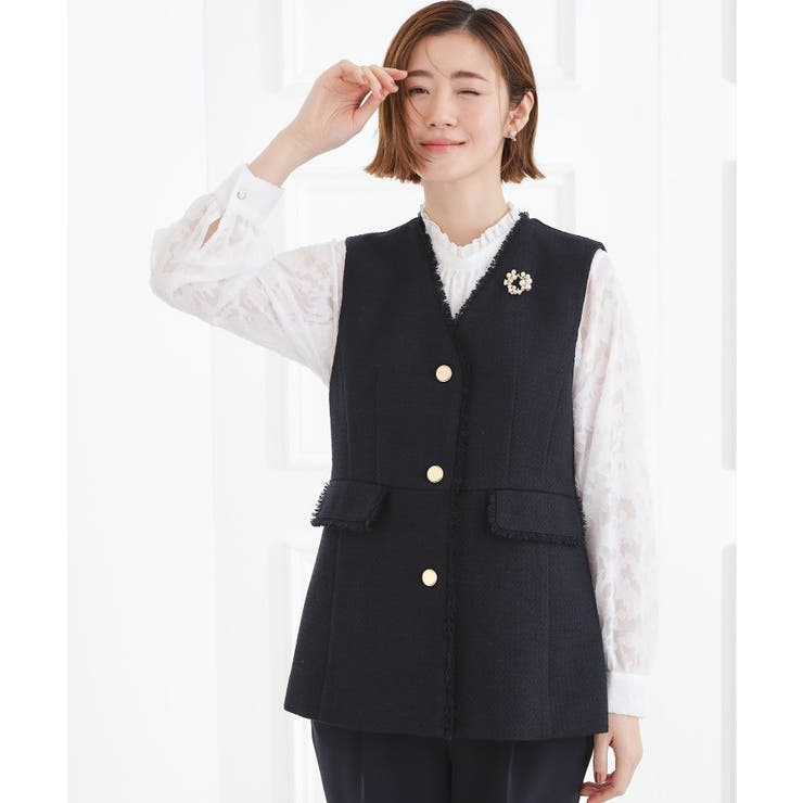 【手洗いOK】ツイードペプラムジレ | grove | 詳細画像5 