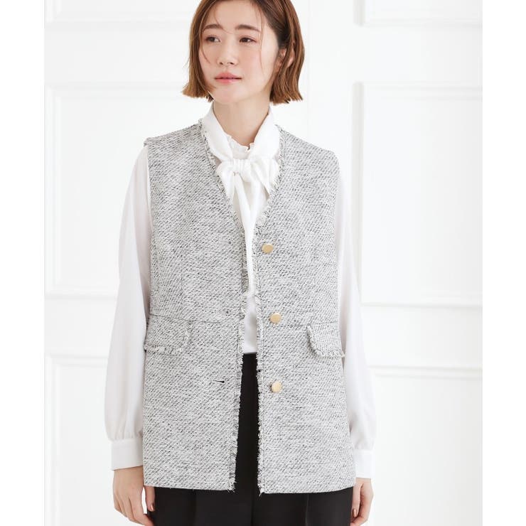 【手洗いOK】ツイードペプラムジレ | grove | 詳細画像9 