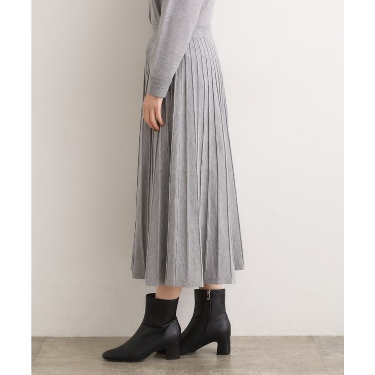 【SETUP可能】冬から春まで軽やかに ラメラインニットプリーツスカート | grove | 詳細画像14 