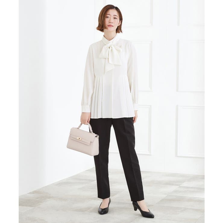 【マシンウォッシュ/防シワ/UVカット】裾プリーツ取り外しボウタイブラウス | grove | 詳細画像9 