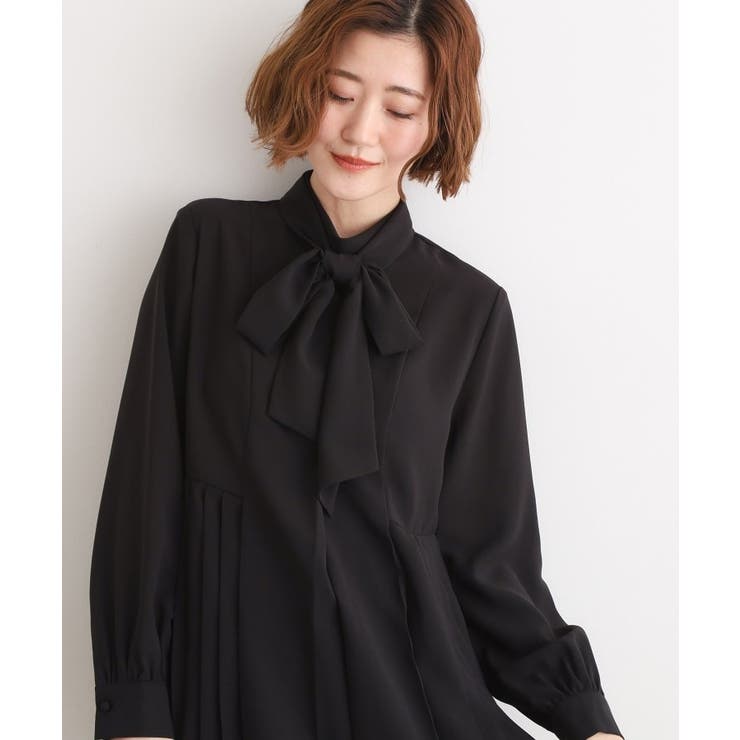 【マシンウォッシュ/防シワ/UVカット】裾プリーツ取り外しボウタイブラウス | grove | 詳細画像11 